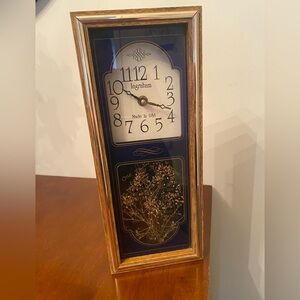 Ingraham Vintage Wood Wall Or Mantle Clock W/Poem.Dark Blue Background.Like New.